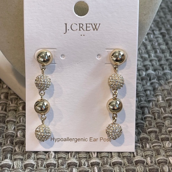 J. Crew Factory Gold Drop Bauble Earrings - NWT - Picture 2 of 5